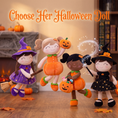 Cargar la imagen en la vista de la galería, Personalized Halloween Doll Gift Set – Custom Pumpkin Doll & Witch Doll