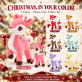 Bild in Galerie-Betrachter laden, Seven color options of Christmas deer plush and matching mini keychain sets