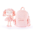 Load image into Gallery viewer, Gloveleya 11 - inch Toddler Girl Backpack Plush Kindergarten Backpacks with 12 - inch Curly Hair Ironing Silver Heart Doll Coral - Gloveleya Official
