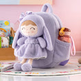 Cargar la imagen en la vista de la galería, Gloveleya 11 - inch Toddler Girl Backpack Snow Ferret Kindergarten Backpacks with 12 - inch Purple Bunny Doll - Gloveleya Official