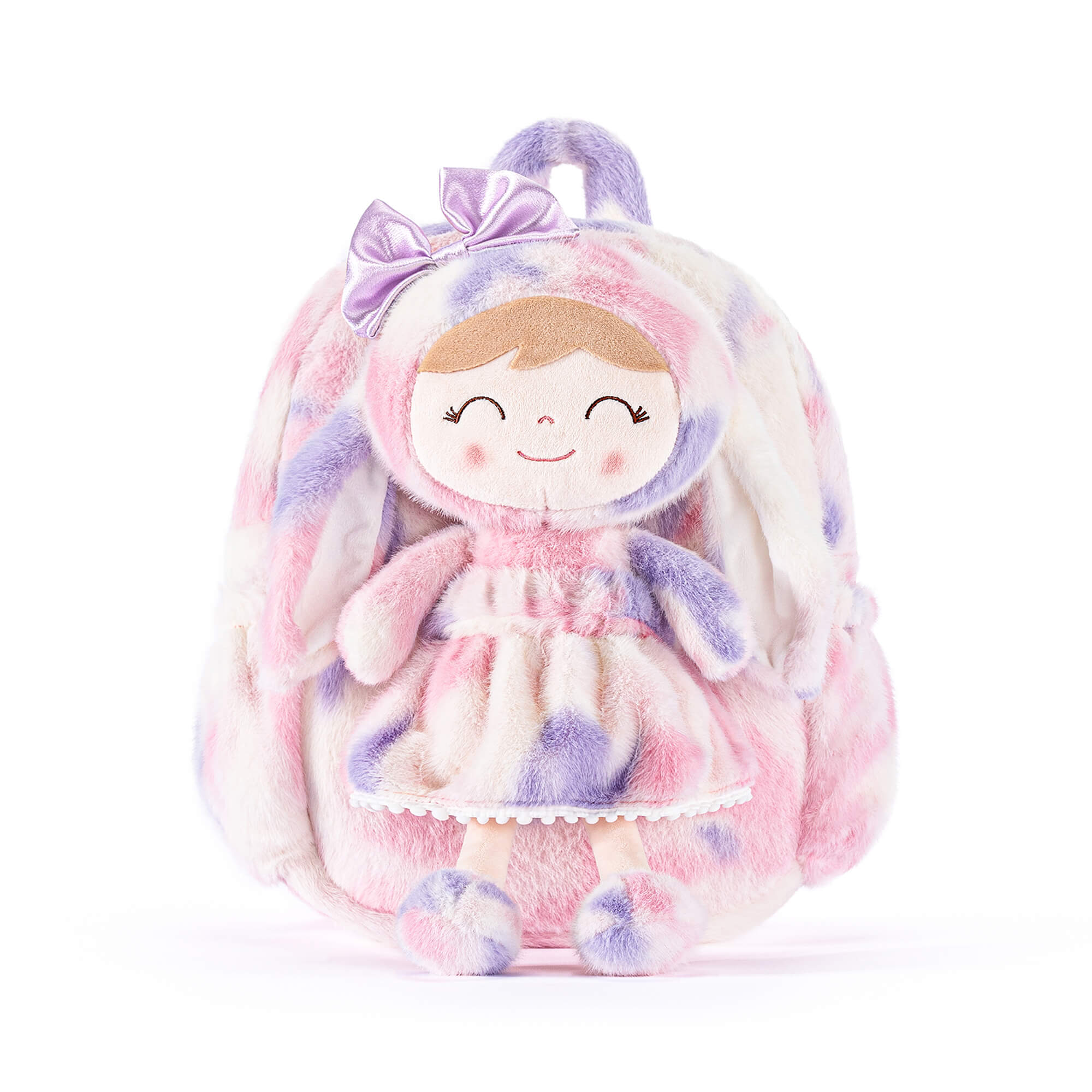 Gloveleya 11 - inch Toddler Girl Backpack Snow Ferret Kindergarten Backpacks with 12 - inch Rainbow Bunny Doll - Gloveleya Official