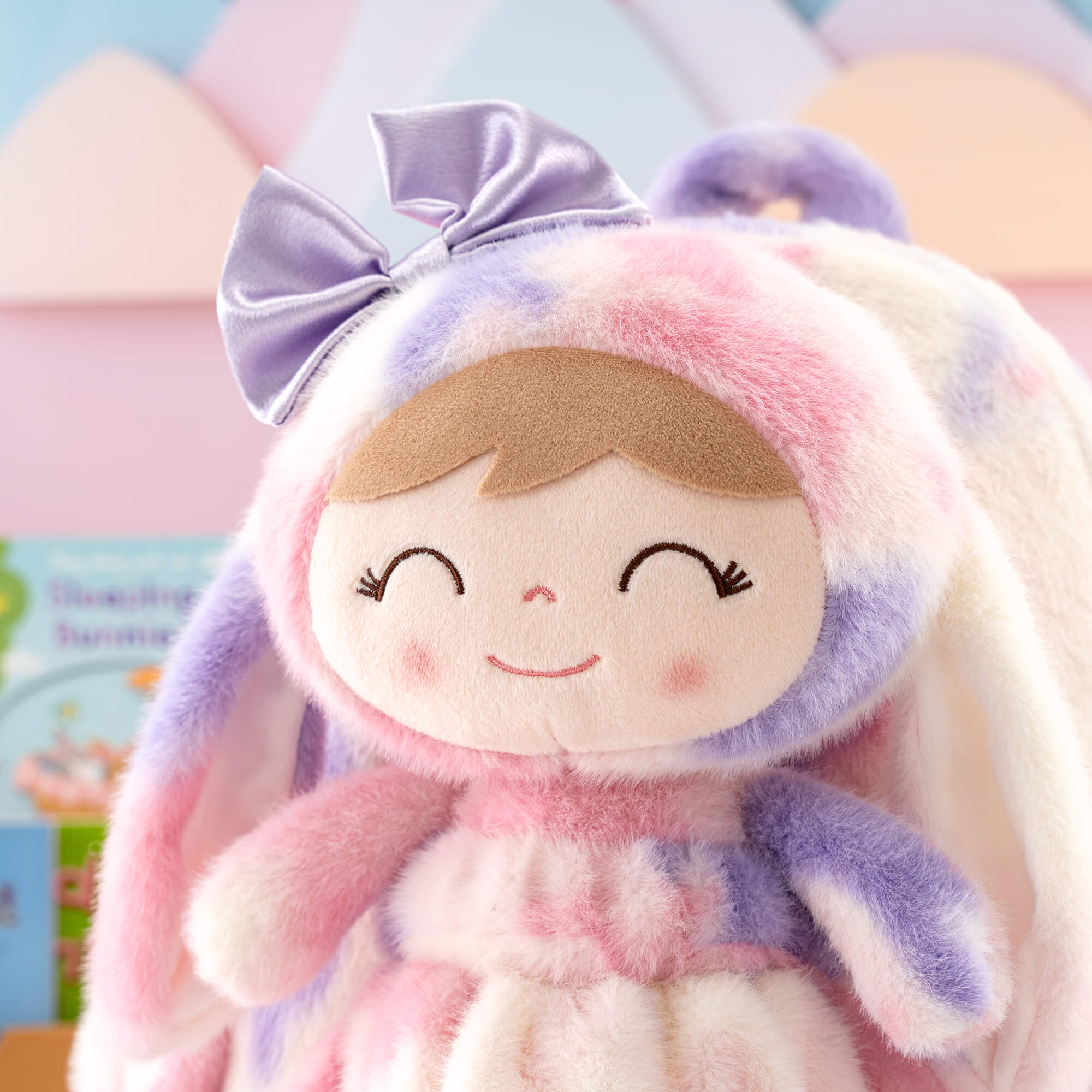 Gloveleya 11 - inch Toddler Girl Backpack Snow Ferret Kindergarten Backpacks with 12 - inch Rainbow Bunny Doll - Gloveleya Official