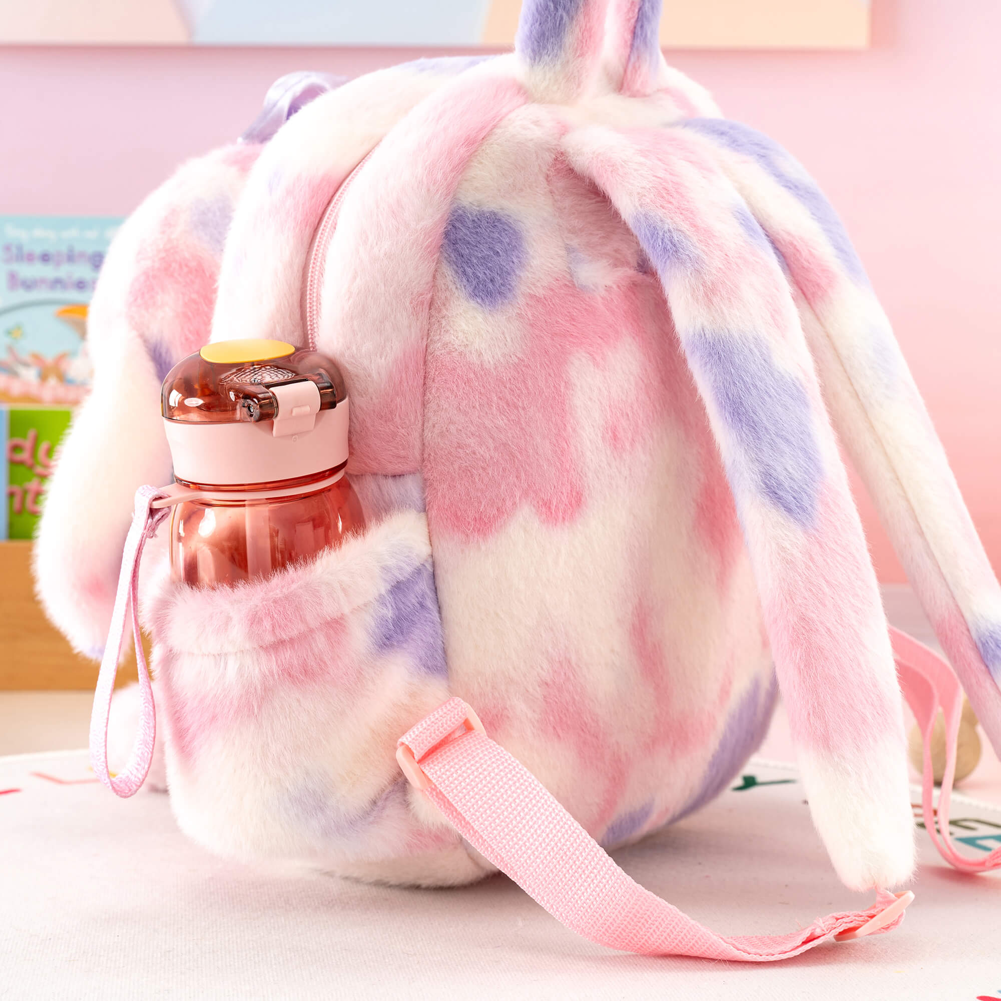 Gloveleya 11 - inch Toddler Girl Backpack Snow Ferret Kindergarten Backpacks with 12 - inch Rainbow Bunny Doll - Gloveleya Official
