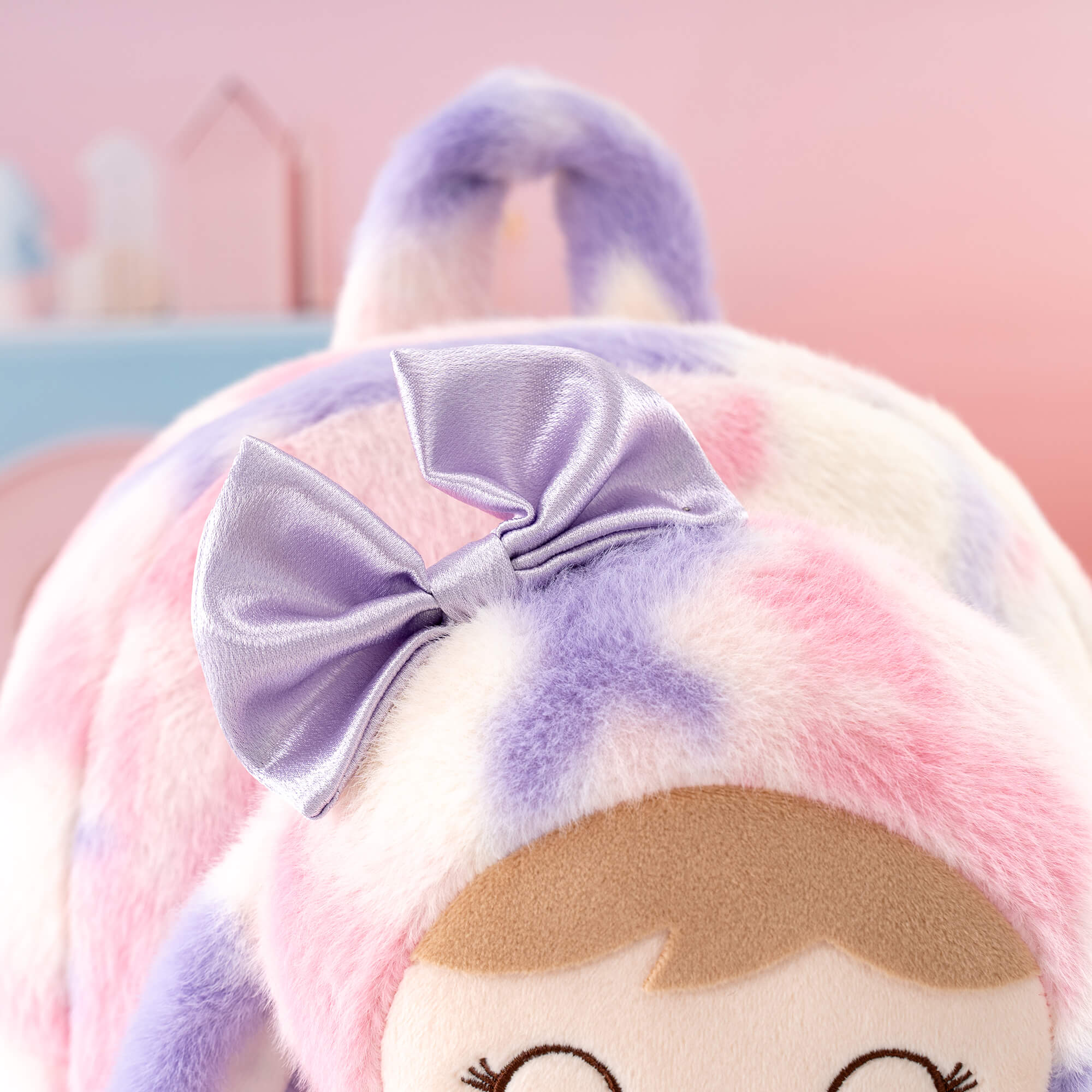 Gloveleya 11 - inch Toddler Girl Backpack Snow Ferret Kindergarten Backpacks with 12 - inch Rainbow Bunny Doll - Gloveleya Official