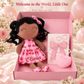 Load image into Gallery viewer, Gloveleya 12-Inch Personalized Baby Shower Gift Set – Black Hair Love Heart Doll - Gloveleya Official