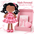 Load image into Gallery viewer, Gloveleya 12-Inch Personalized Baby Shower Gift Set – Black Hair Love Heart Doll - Gloveleya Official