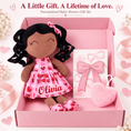 Load image into Gallery viewer, Gloveleya 12-Inch Personalized Baby Shower Gift Set – Black Hair Love Heart Doll - Gloveleya Official