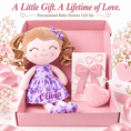Charger l'image dans la visionneuse de la galerie, Gloveleya 12-Inch Personalized Baby Shower Gift Set – Grape Curly Hair Doll - Gloveleya Official