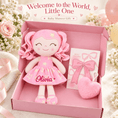 Load image into Gallery viewer, Gloveleya 12-Inch Personalized Baby Shower Gift Set – Pink Star Dress Doll - Gloveleya Official