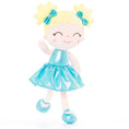 Charger l'image dans la visionneuse de la galerie, Gloveleya 12 - inch Personalized Plush Dolls Curly Haired Iridescent Girls - Aqua - Gloveleya Official