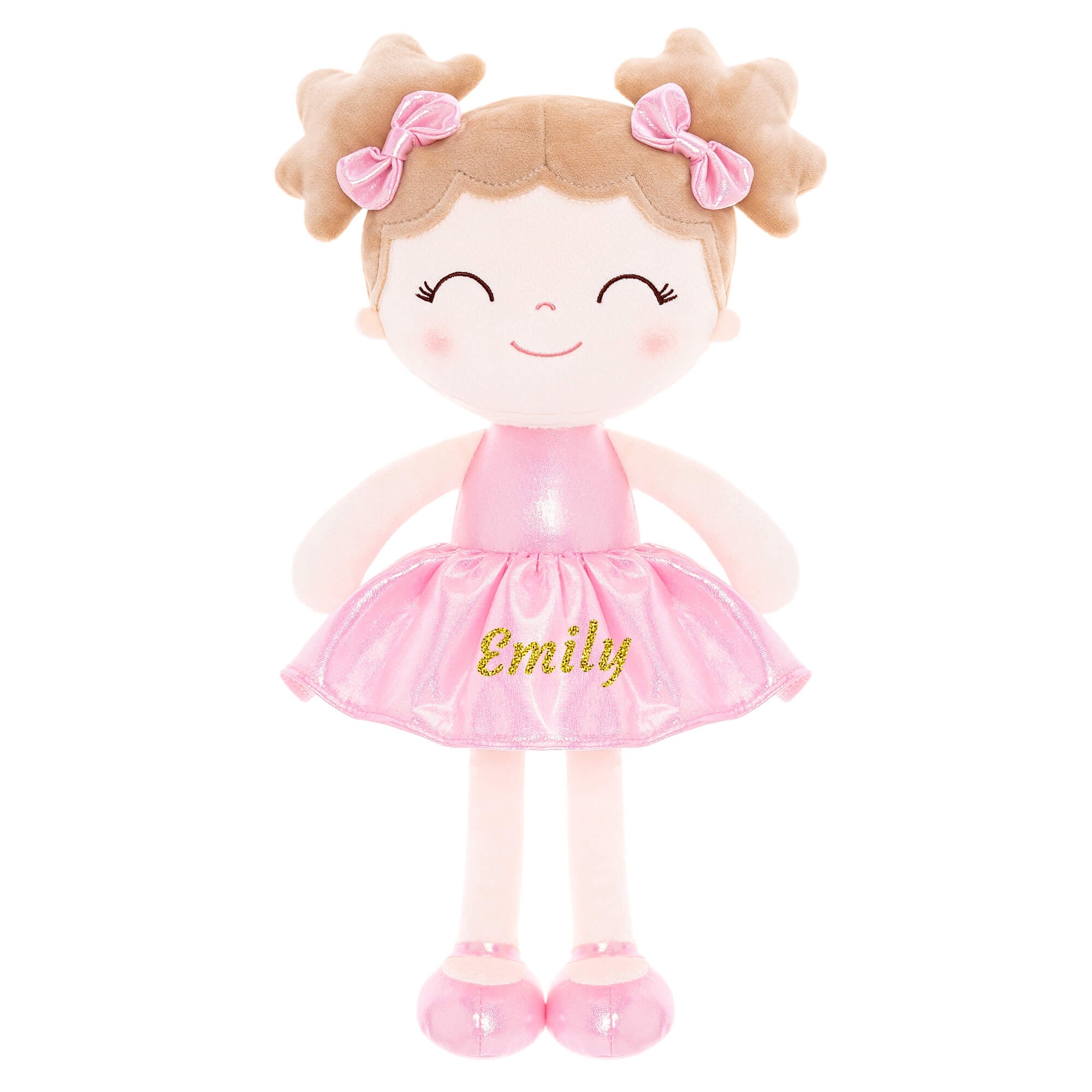 Gloveleya 12 - inch Personalized Plush Dolls Curly Haired Iridescent Girls - Pink - Gloveleya Official