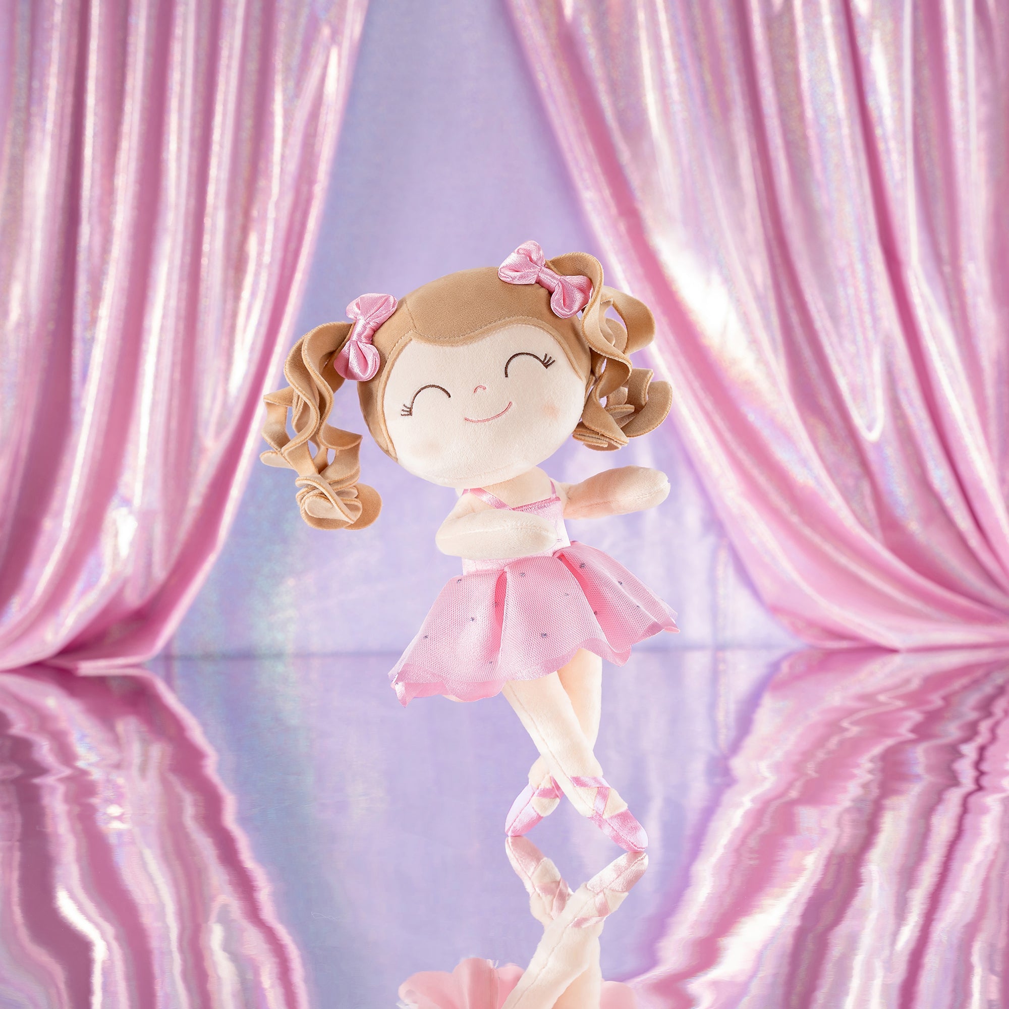 Gloveleya 14 - inch Personalized Plush Dolls Curly Ballerina Series Peach Ballet Dream - Gloveleya Official