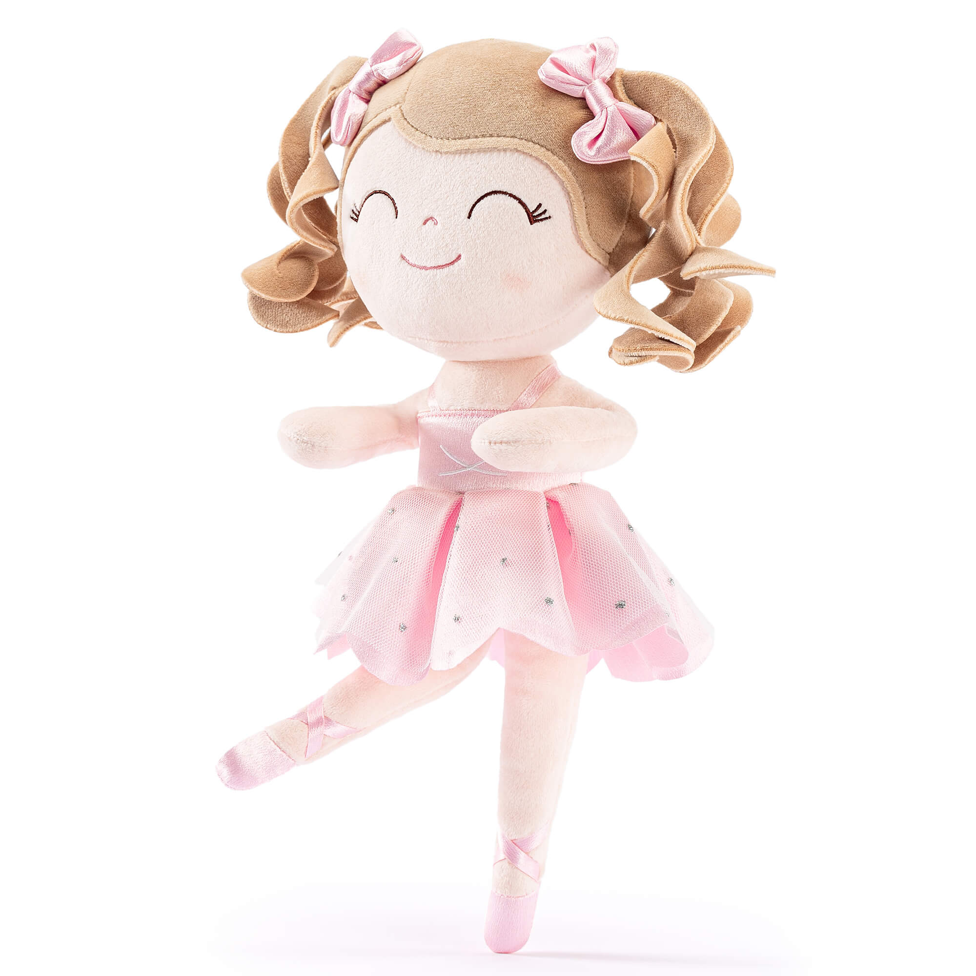 Gloveleya 14 - inch Personalized Plush Dolls Curly Ballerina Series Peach Ballet Dream - Gloveleya Official