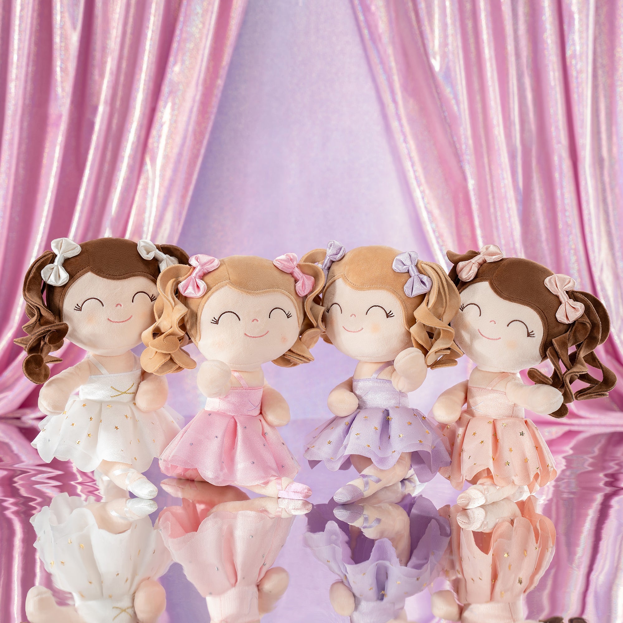 Gloveleya 14 - inch Personalized Plush Dolls Curly Ballerina Series Tanned Purple Ballet Dream - Gloveleya Official