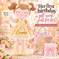 Load image into Gallery viewer, 04_黄色碎花_Emma_金色闪字 01_生日主图