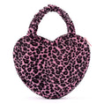 Load image into Gallery viewer, Gloveleya 6 - inch Fashion Baby Girls Leopard Handbag Plush Shock Textile Purse Girls Purse Heart Shaped Dark Rose - Gloveleya Official