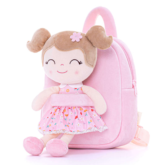 Gloveleya 9 - inch Personalized Flower Fairy Girls Dolls Backpacks Pink - Gloveleya Official