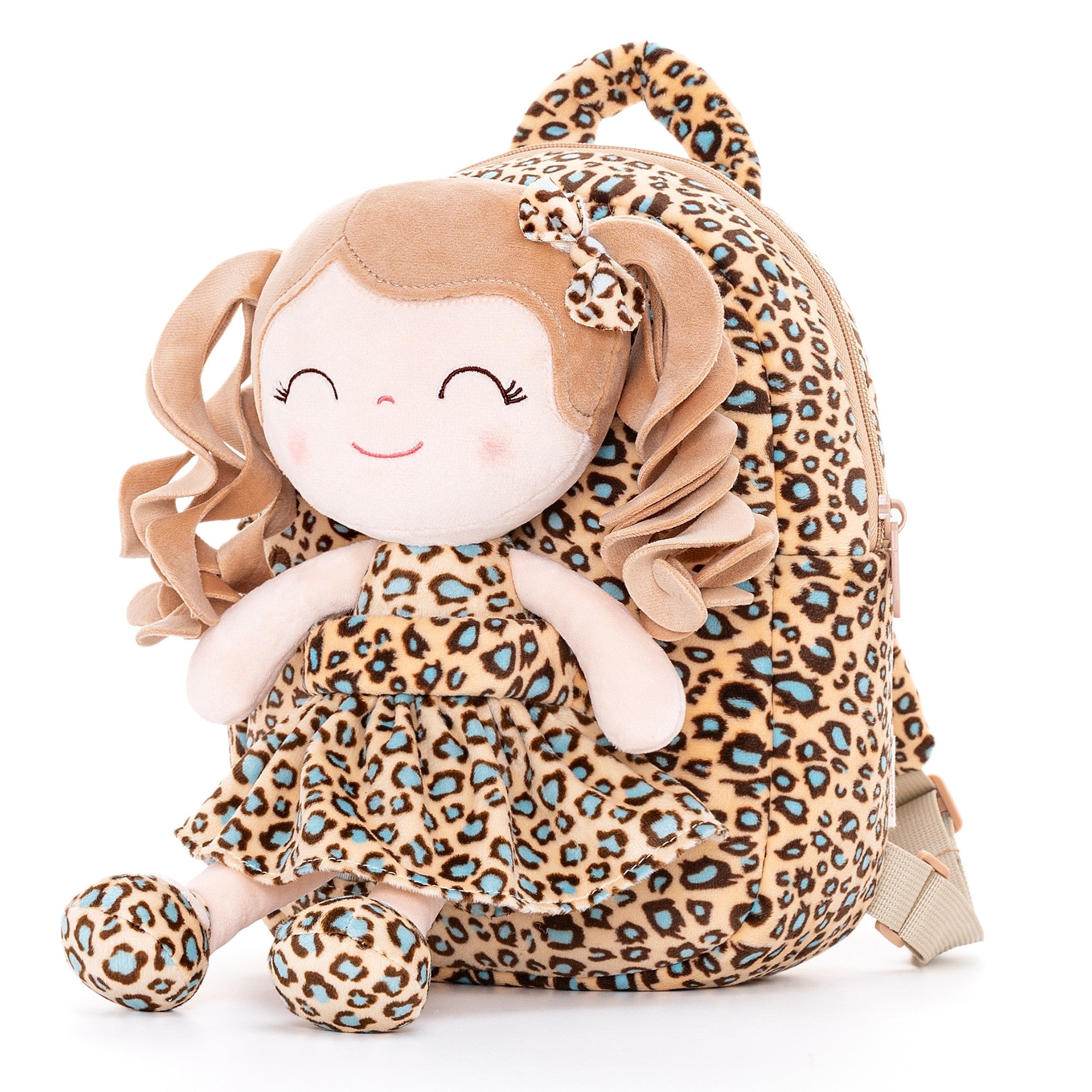 Gloveleya 9 - inch Personalized Plush Curly Animal Leopard Dolls Backpack Skinny - Gloveleya Official