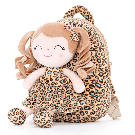 Gloveleya 9 - inch Personalized Plush Curly Animal Leopard Dolls Backpack Skinny - Gloveleya Official