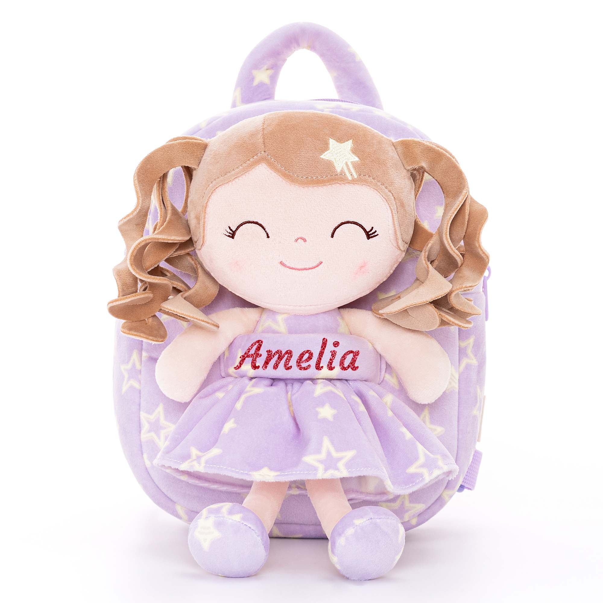Gloveleya 9 - inch Personalized Plush Curly Star Dolls Backpack Gifts - Gloveleya Official
