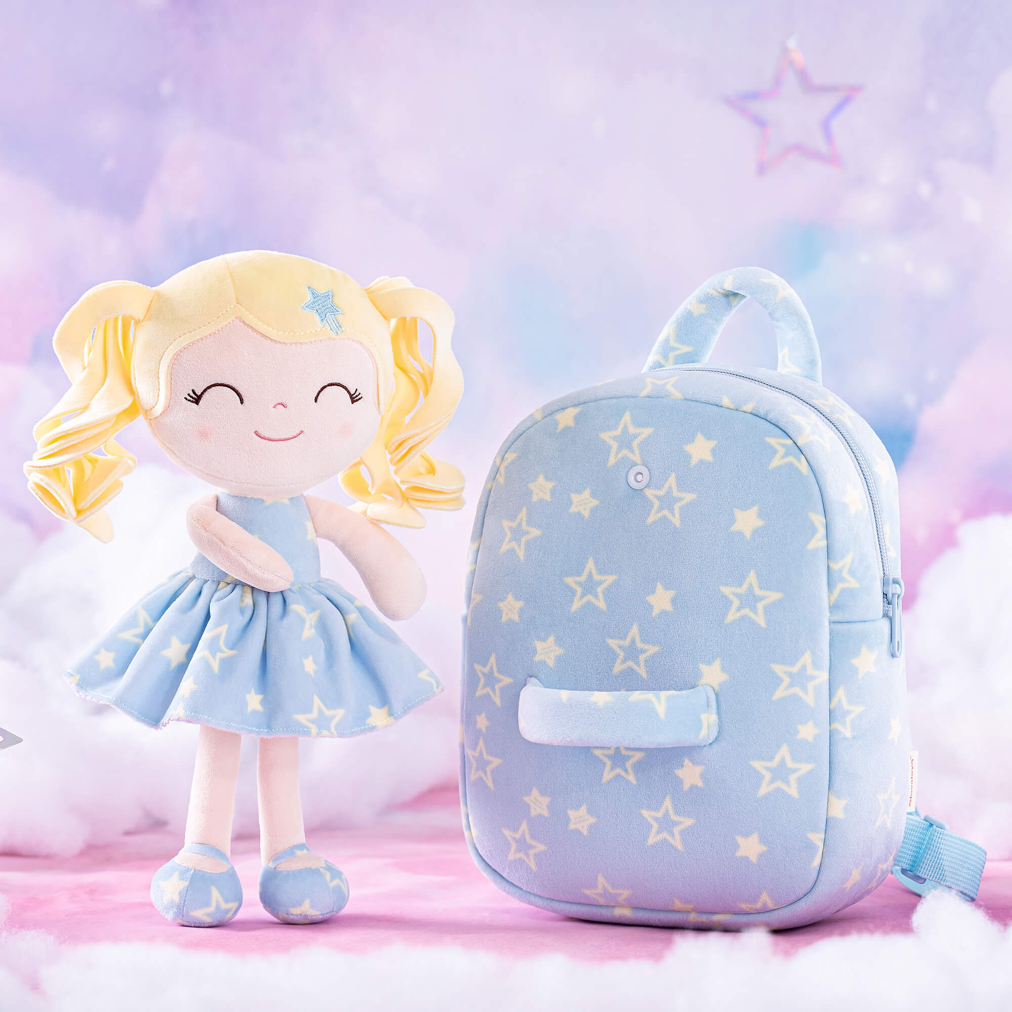 Gloveleya 9 - inch Personalized Plush Curly Star Dolls Backpack Gifts - Gloveleya Official