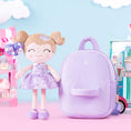 Load image into Gallery viewer, Gloveleya 9 - inch Toddler Girls Backpack Girl Gifts Plush Backpack with Doll in Flocked Heart Skirt Purple - Gloveleya Official