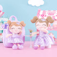 Load image into Gallery viewer, Gloveleya 9 - inch Toddler Girls Backpack Girl Gifts Plush Backpack with Doll in Flocked Heart Skirt Purple - Gloveleya Official