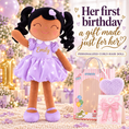 Load image into Gallery viewer, Gloveleya personalized curly hair princess doll, brown skin purple, gift gallery 1