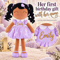 Load image into Gallery viewer, Gloveleya personalized curly hair princess doll, brown skin purple, gift gallery 2