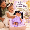 Load image into Gallery viewer, Gloveleya personalized curly hair princess doll, brown skin purple, gift gallery 7
