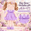 Load image into Gallery viewer, Gloveleya personalized curly hair princess doll, purple, gift gallery 2