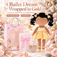 Load image into Gallery viewer, Gloveleya Personalized Ballerina Doll – 14-Inch Brown Skin Gold - Gloveleya Official