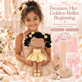 Load image into Gallery viewer, Gloveleya Personalized Ballerina Doll – 14-Inch Brown Skin Gold - Gloveleya Official