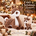 Load image into Gallery viewer, Lazada Dark Brown deer plush and mini keychain two-piece set — living room scene