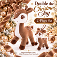 Load image into Gallery viewer, Lazada Dark Brown deer plush and mini keychain two-piece set — playful pose