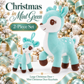 Load image into Gallery viewer, Lazada Mint Green deer plush and mini keychain two-piece set — Christmas display