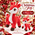 Load image into Gallery viewer, Lazada Red deer plush and mini keychain two-piece set — playful pose