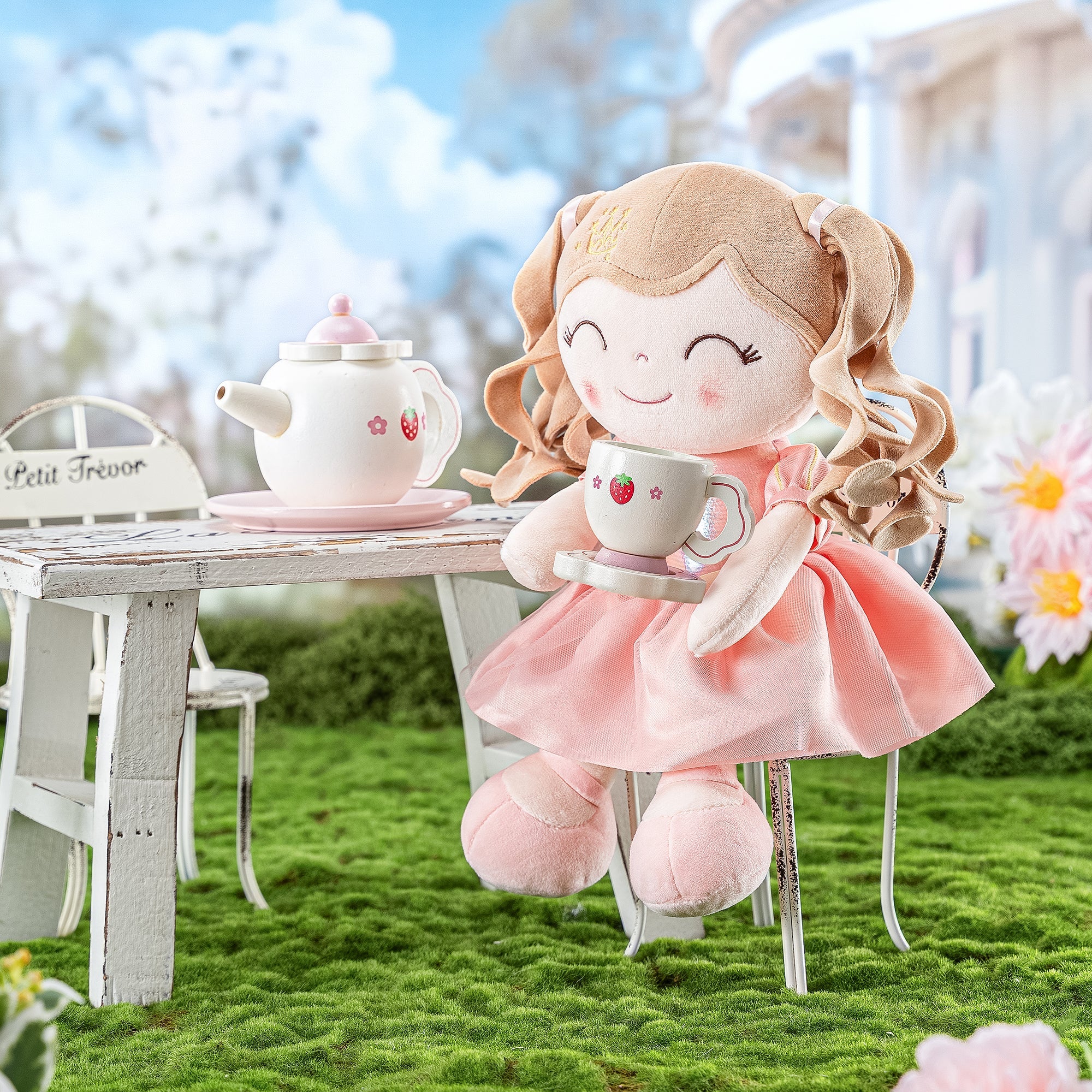 Pe Gloveleya 14 - inch Plush Girl Dolls Crown Princess Pink Baby Girl Gift - Gloveleya Official