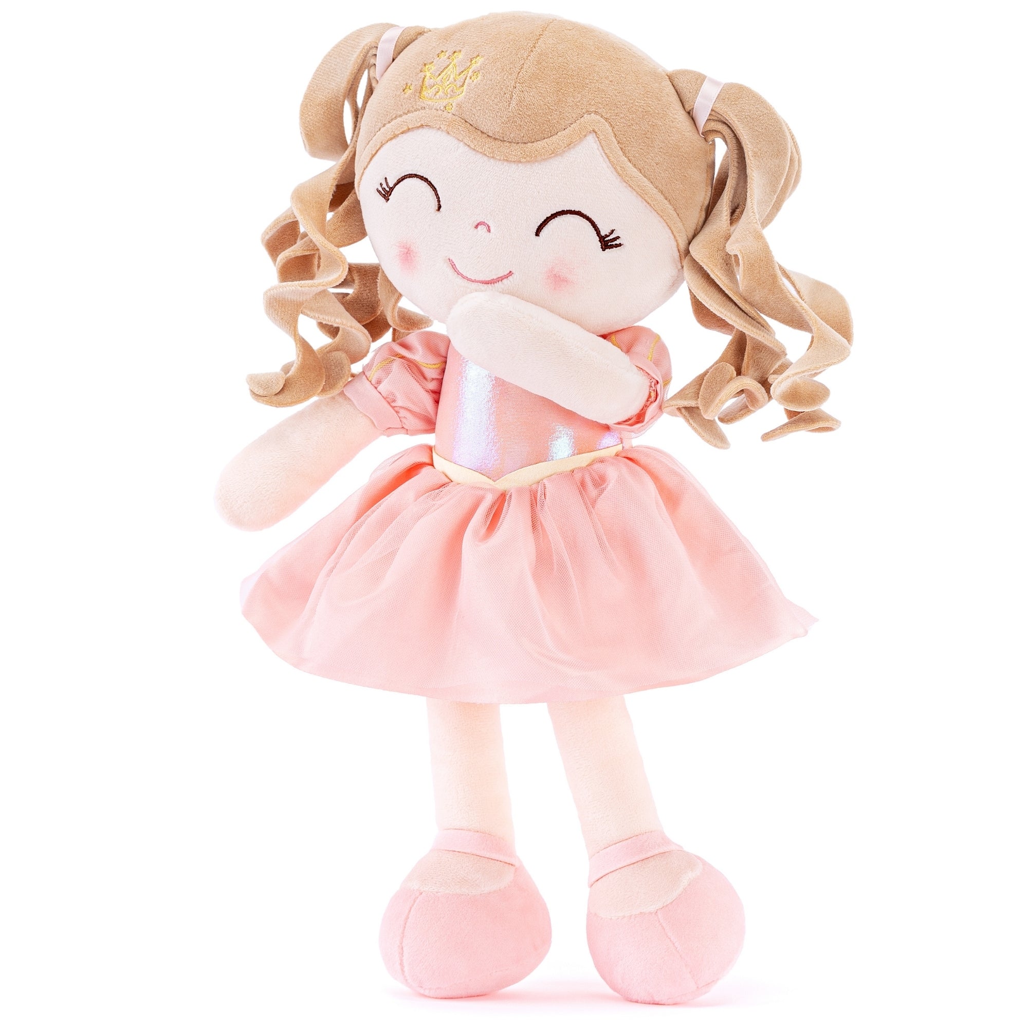 Pe Gloveleya 14 - inch Plush Girl Dolls Crown Princess Pink Baby Girl Gift - Gloveleya Official