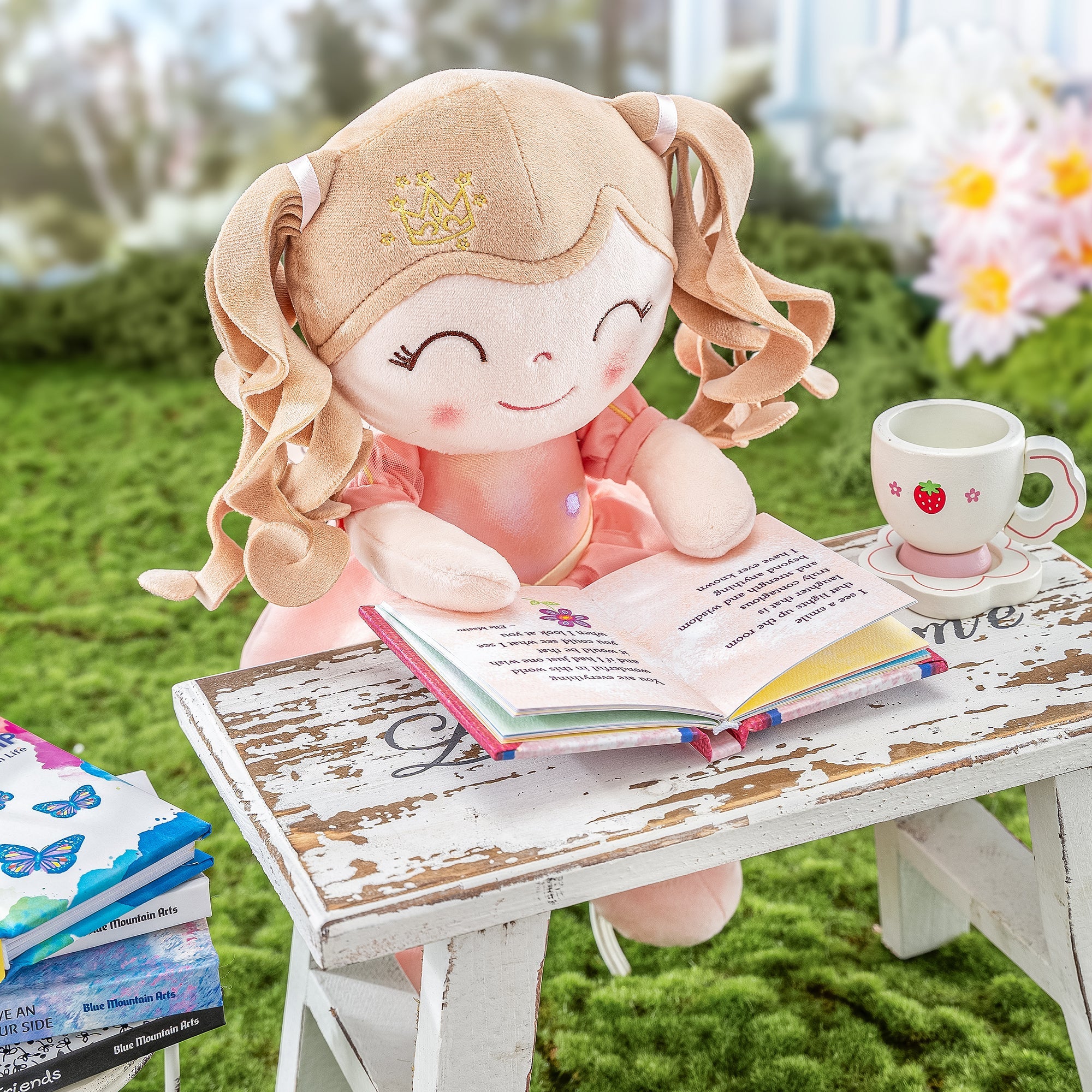 Pe Gloveleya 14 - inch Plush Girl Dolls Crown Princess Pink Baby Girl Gift - Gloveleya Official