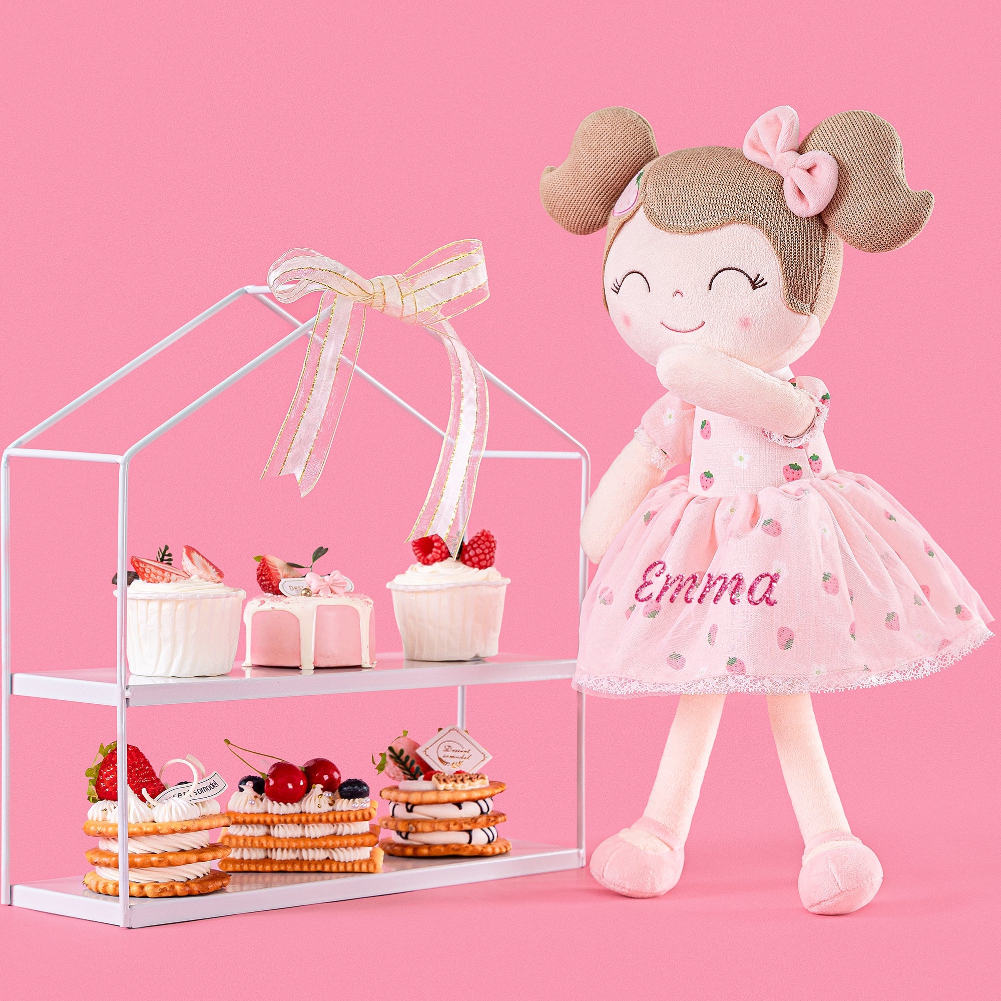 Personalized 16 - inch Gloveleya Strawberry Girl Plush doll Perfect 1st birthday gift - Gloveleya Official