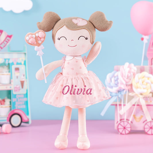 Personalized Gloveleya 16 - inch Baby Dolls Gift Flocking Heart Princess Pink - Gloveleya Official