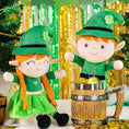 Cargar la imagen en la vista de la galería, Personalized Gloveleya Saint Patrick's Day Blessings Gifts Plush Shamrock Elf Doll 16" Green Girl - Gloveleya Official