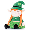 Cargar la imagen en la vista de la galería, Personalized Gloveleya Saint Patrick's Day Blessings Gifts Plush Shamrock Elf Doll 16" Green Girl - Gloveleya Official