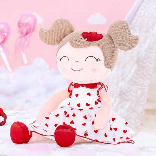 Gloveleya Red Flocked Heart Doll: A 16-Inch Custom Fabric Doll Every Child Will Love