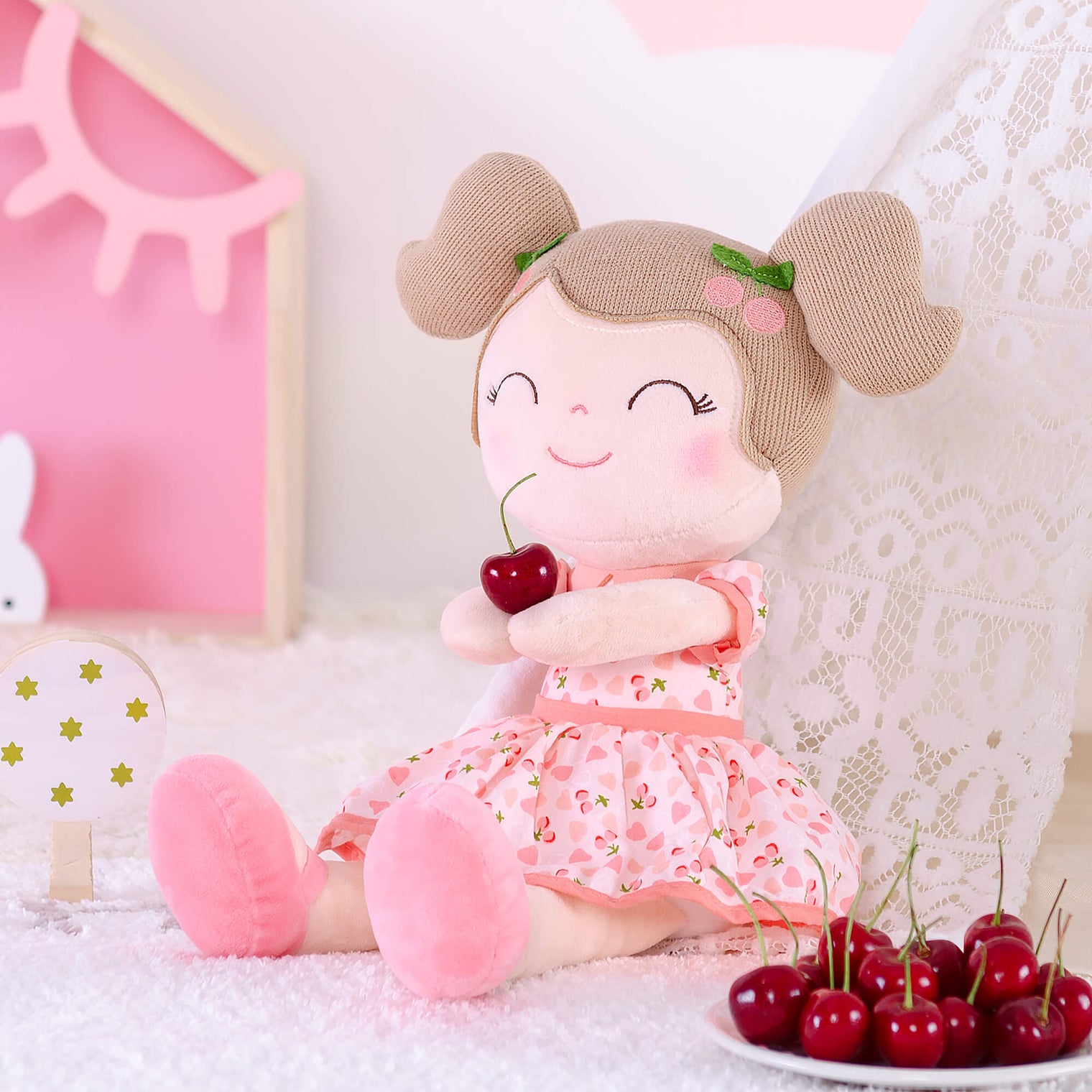 Gloveleya Spring Girl Fruit Series—Cherry Girl: The Perfect Plush Doll for Christmas and Birthdays