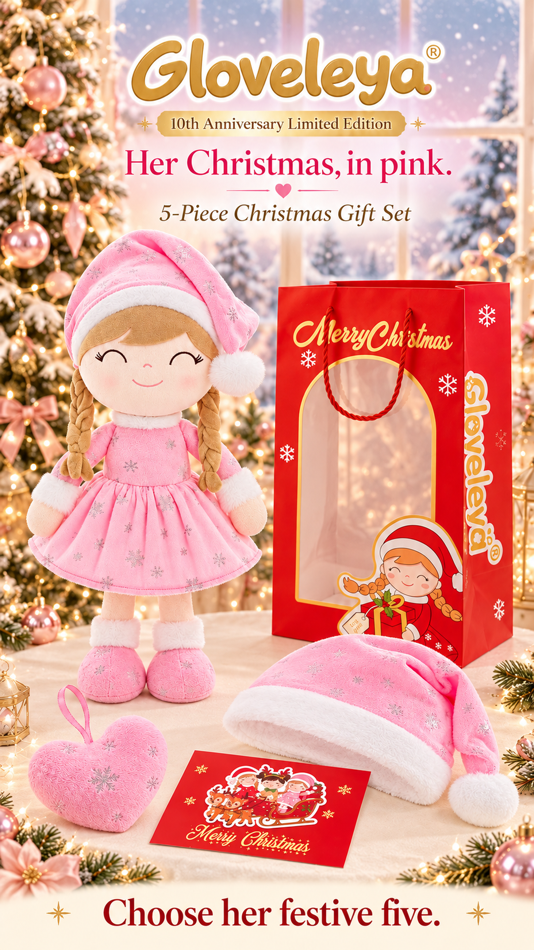 A Christmas to Remember: Gloveleya 10th Anniversary 5-Piece Christmas Doll Gift Set - Gloveleya Official
