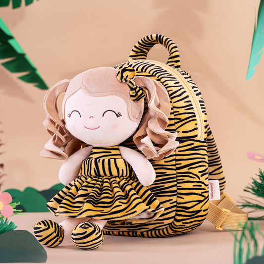 A Fashionable and Lively Childhood Companion: Gloveleya Curly Animal Doll Backpack - Tiger - Gloveleya Official