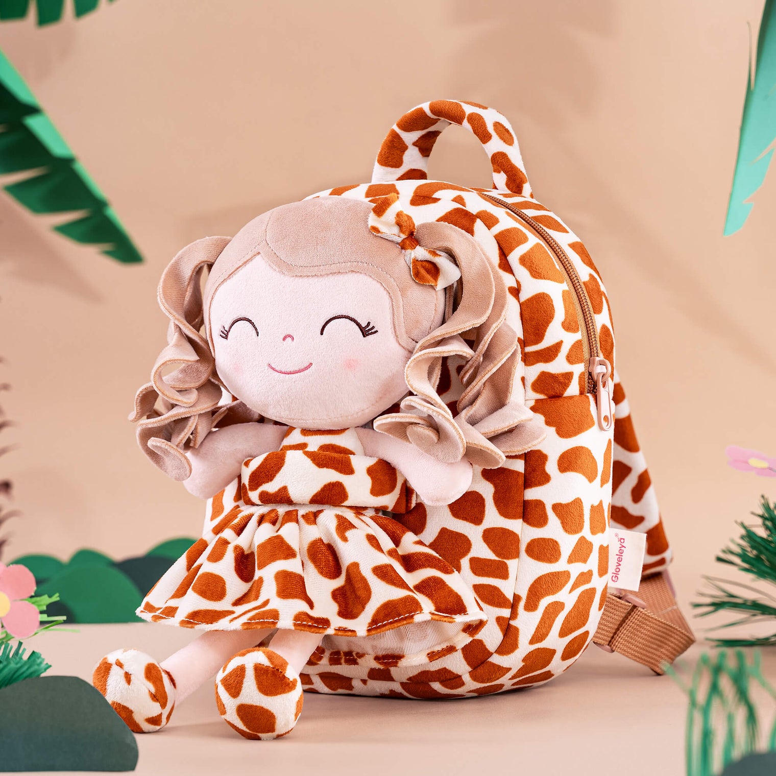 A Fun and Lively Gift Choice: Gloveleya Curly Animal Doll Backpack - Giraffe - Gloveleya Official