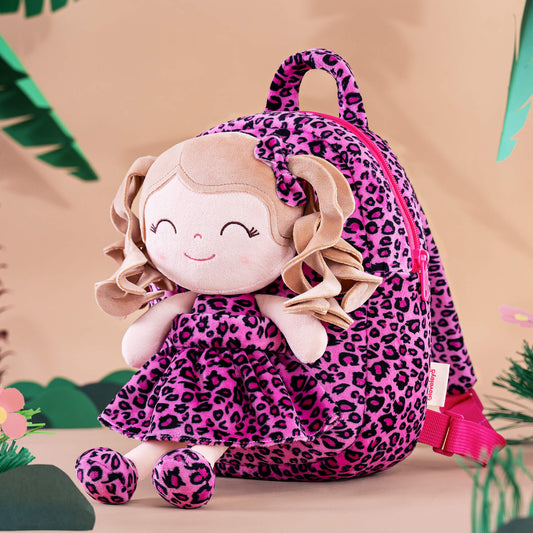 A Perfect Blend of Wildness and Sweetness: Gloveleya Curly Animal Doll Backpack - Rose Leopard - Gloveleya Official